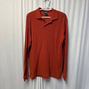 Lands End Mens Rust Long Sleeve Waffle Knit Shirt Size M 38-40 Regular Cotton